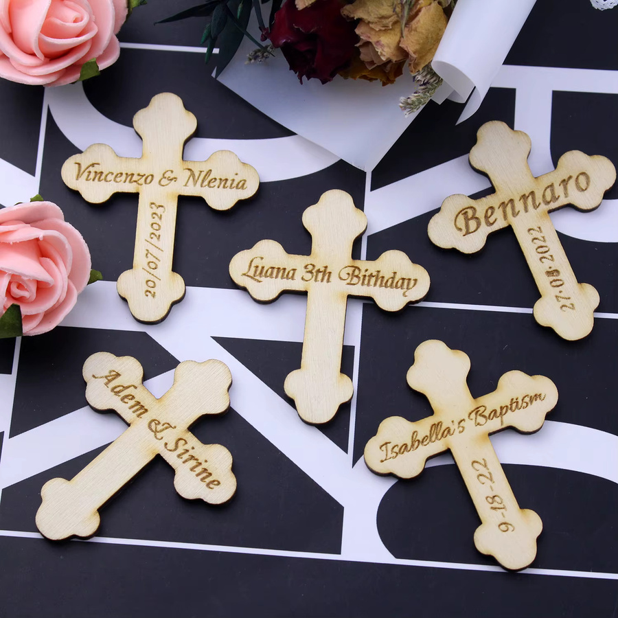 Personalisierte Acryl-Kreuz Tischdeko für Taufe, Kommunion oder Hochzeit in Transparent und Rosegold, Höhe: 4,0 cm, Breite: 30,0 cm - Bild 3