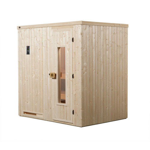Weka Elementsauna Halmstad in Braun mit 7,5 kW Sparset und Holztür, B/H/T: 194 x 199 x 144 cm - Bild 2