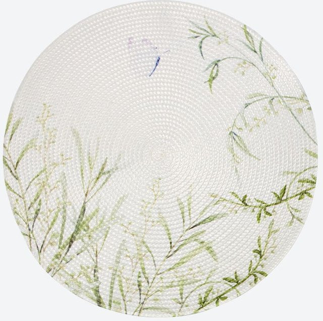 NKD Platzset rund mit floralem Motiv in White/Multicolour, Durchmesser: 38 cm - Bild 1