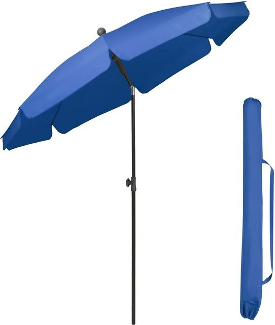 Sekey Balkonschirm mit Schutzhülle in Blau, Sonnenschirm mit UV-Schutz UPF 50+ aus Polyester und Metall, Durchmesser: 200 cm - Bild 1