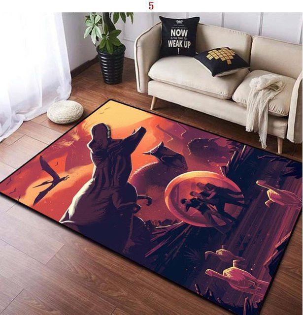 Karpetti Jurassic Park Kinderteppich mit Dinosaurier-Motiv, Waschbarer Teppich für Wohnzimmer und Schlafzimmer, B/T: 100 x 160 cm, Mehrfarbig - Bild 1