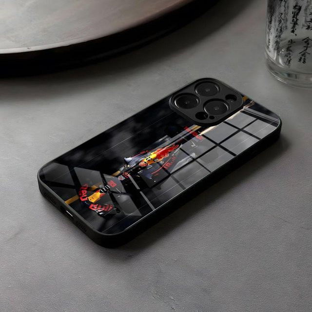 Rastar Smartphone Schutzhülle aus Glas mit Schumacher Formel 1 Design in Schwarz für iPhone und Samsung Modelle - Bild 1