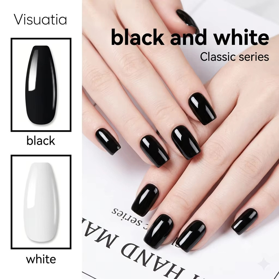 Visuatia Nagellack-Set, Schwarz-weiß, glänzend - Bild 3