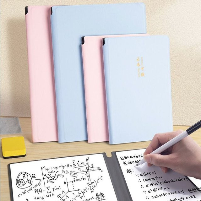 Wiederverwendbares Whiteboard Notebook in Weiß und Blau inklusive Whiteboard-Stift für A4 und A5 Notizen - Bild 1