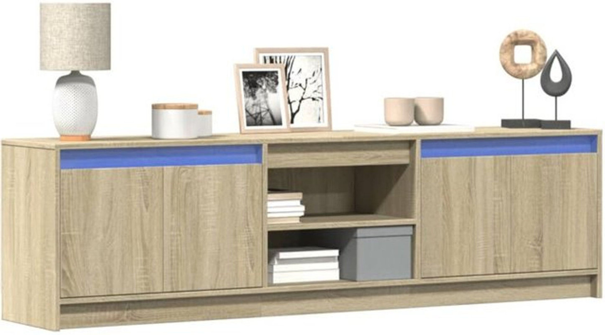VIDAXL TV-Schrank mit LED-Beleuchtung in Eiche Natur Braun, Modern, B/T/H: 180 x 50 x 34 cm - Bild 1