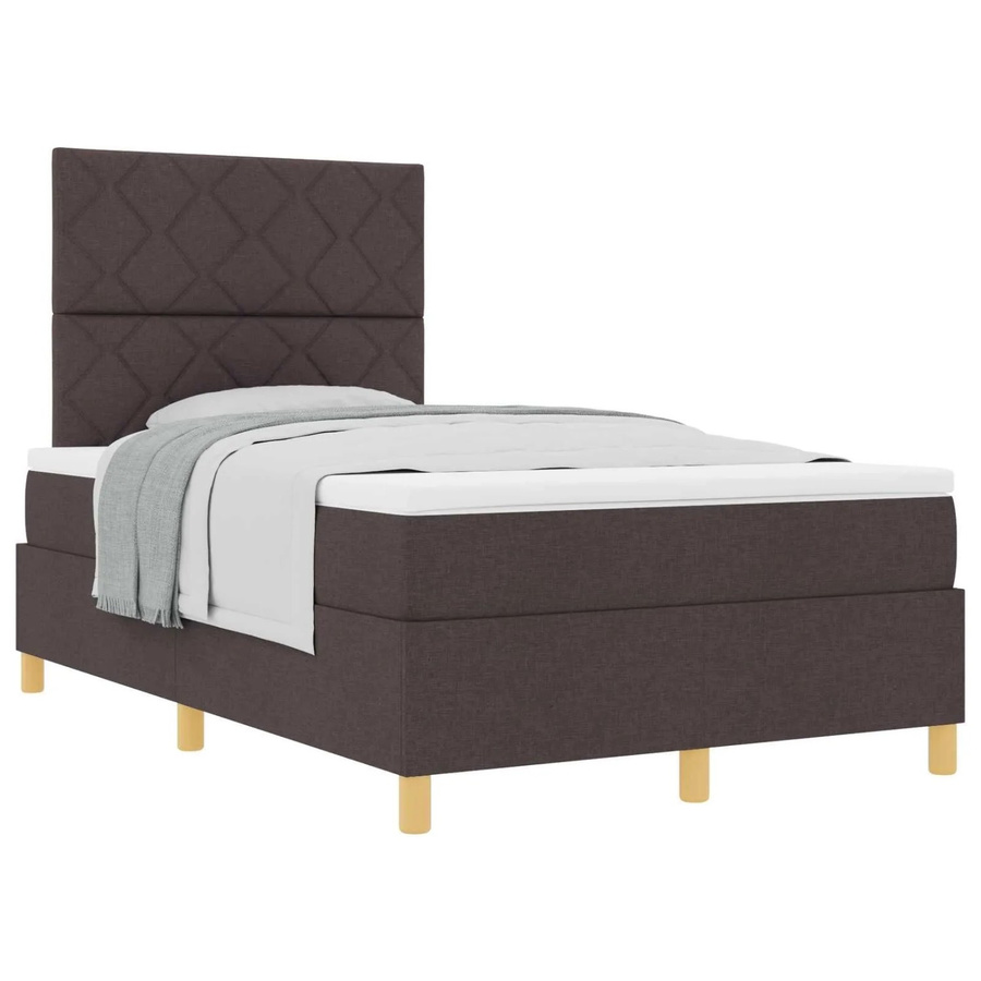 vidaXL Boxspringbett mit Matratze und Taschenfederkern in Braun, B/T: 120 x 200 cm - Bild 2