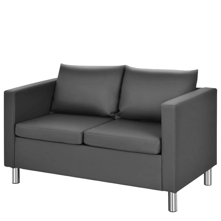 Costway 2 Sitzer Sofa aus Kunstleder in Grau mit Kissen und Schaumstofffüllung, B/T/H: 120 x 62,5 x 60 cm - Bild 2