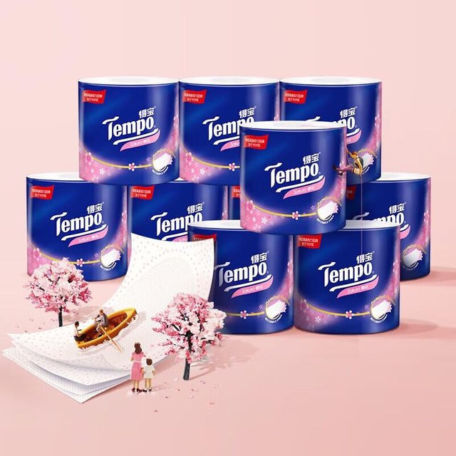 Tempo Toilettenpapier Kirschblüte Duft 4-lagig Blau - Bild 1
