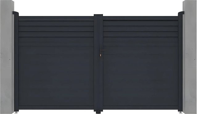 Vente-unique Flügeltor Viazo aus Aluminium in Anthrazitgrau, Breite: 300 cm - Bild 1