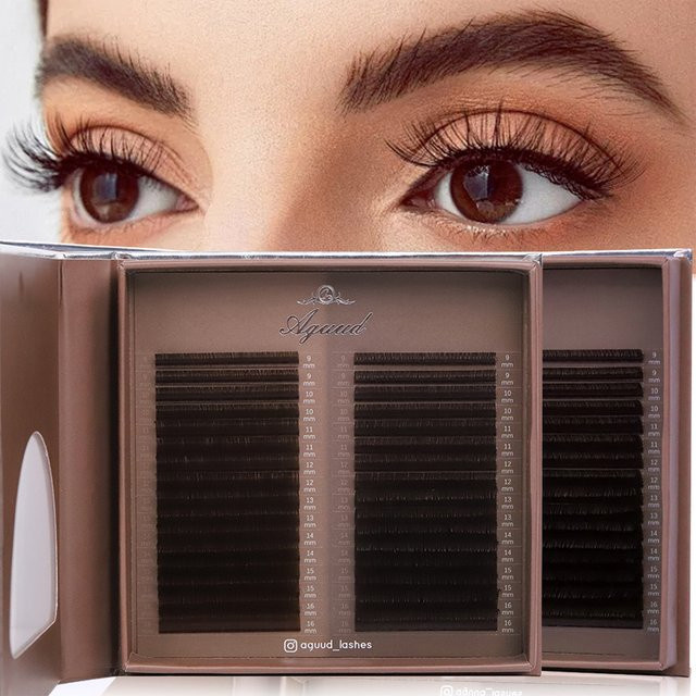 AGUUD Wimpern Extensions, Braun Mix, 32 Reihen - Bild 1