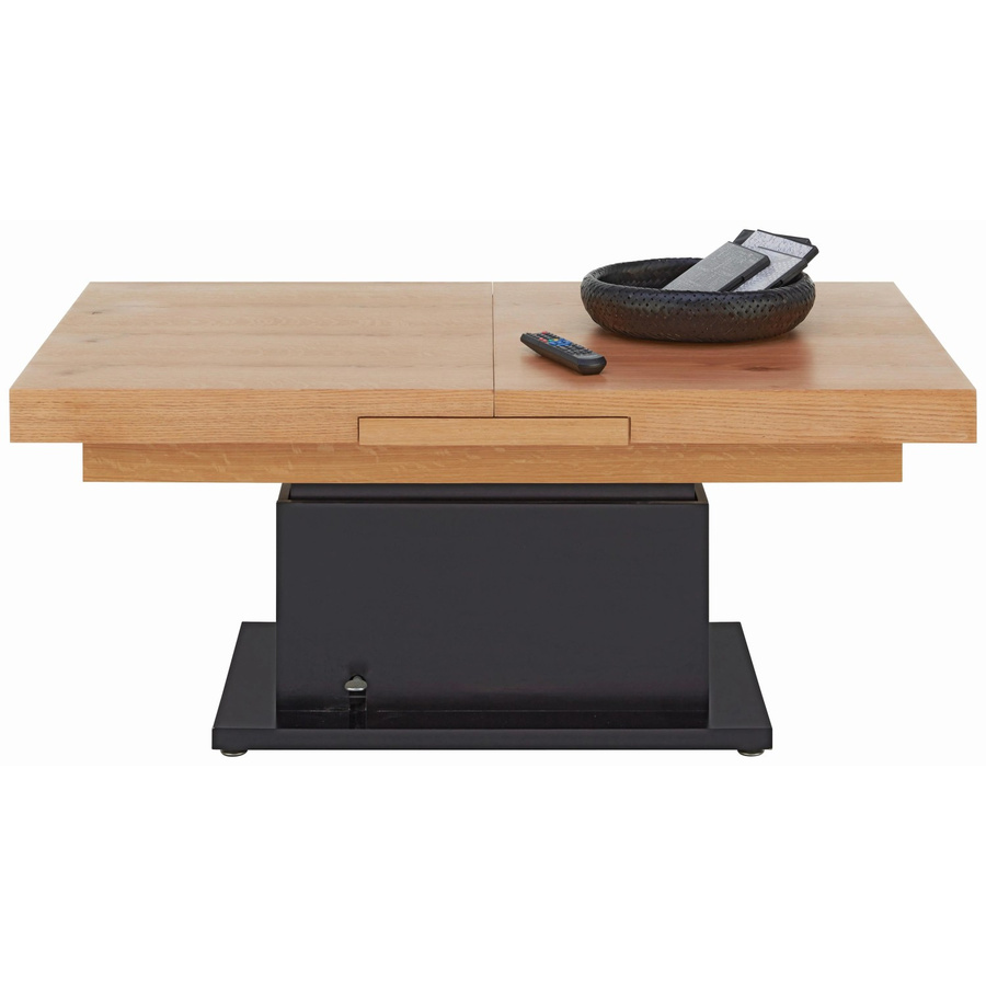 Mömax Couchtisch Based 2 in 1 in Schwarz und Eichefarben mit Lift-Mechanismus und höhenverstellbarer Tischplatte, Rechteckig - Bild 2