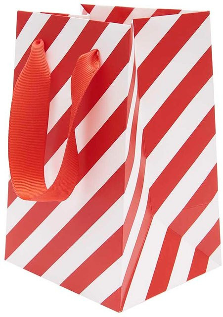 Rico Design Paper Poetry Geschenktüte Streifen rot-weiß B/T/H: 12 x 18 x 10 cm - Bild 1