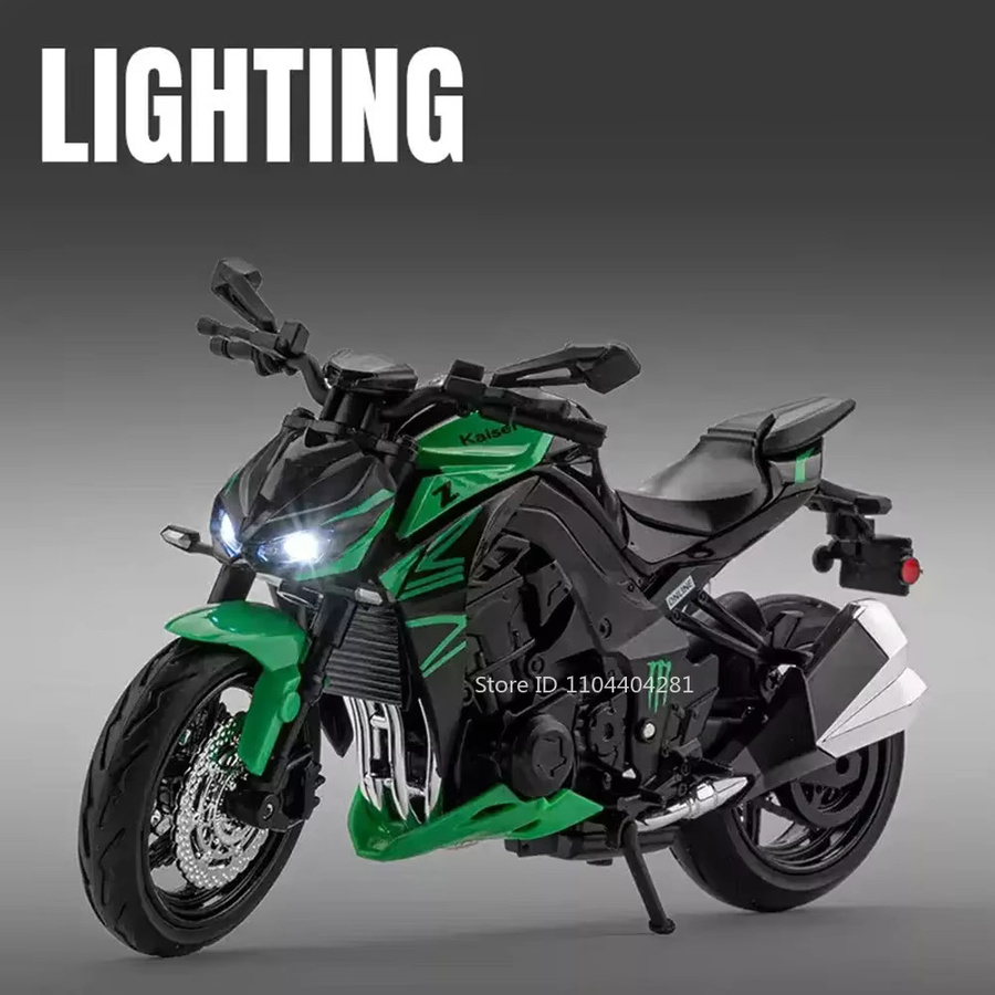 MAKEDA Kawasaki Z1000 Ninja 400 Motorrad Modell, 1:12, Metall, Grün - Bild 2