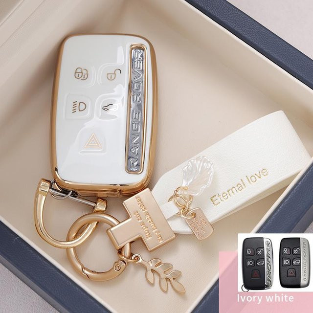 TPU Autoschlüsselgehäuse mit Fernbedienung für Land Rover Range Rover Sport Velar Evoque Freelander 2 Discovery sowie Jaguar XF XJ XJL XE in Weiß - Bild 1