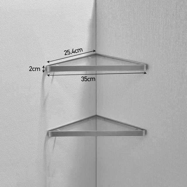 XMSJ Eckregal für das Badezimmer aus Edelstahl 304 und Glas in Schwarz/Nickel - Bild 1