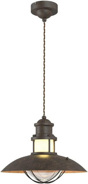 Lindby Pendelleuchte Louisanne in Braun aus Metall und Glas im Landhausstil mit E27 Fassung - Bild 1