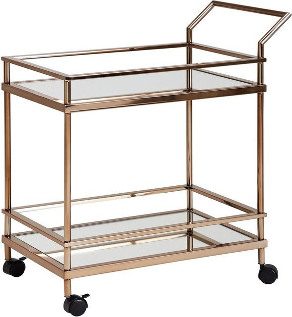 Wohnling Servierwagen modern in Gold mit Glas und Metall, B/T/H: 84 x 65 x 45 cm - Bild 1