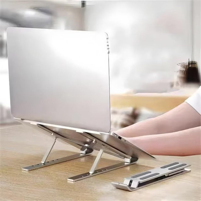 Verstellbarer faltbarer Laptop-Ständer aus Aluminiumlegierung in Silber - Bild 1