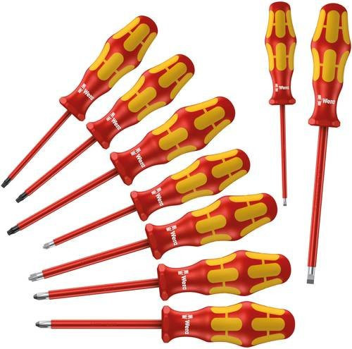 Wera Kraftform Plus Schraubendreher-Set 9-teilig VDE mit Schlitz, Phillips, Pozidriv und Torx in Rot-Gelb - Bild 1