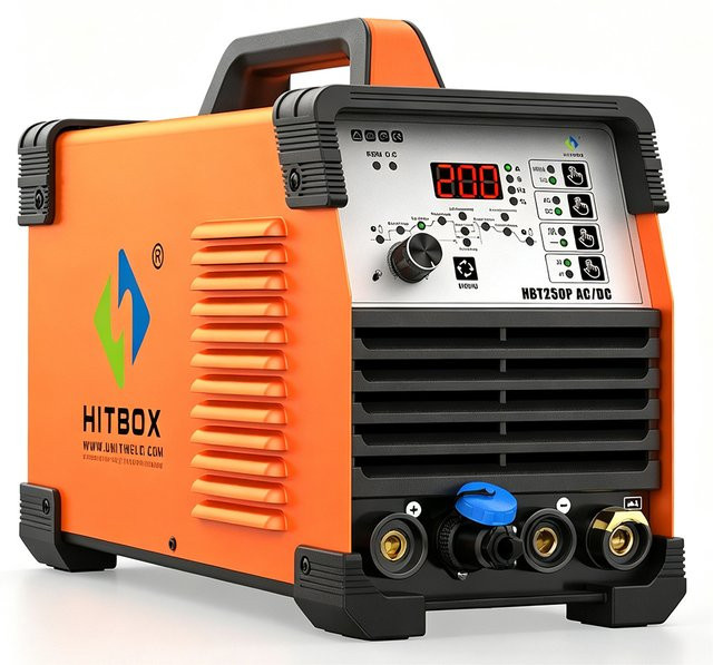HITBOX HBT250P AC/DC TIG-Schweißgerät mit Puls-Inverter-Technologie für Aluminium, Edelstahl und Kupfer, HF TIG 2T/4T und MMA ARC, digitale Anzeige, 220V - Bild 1