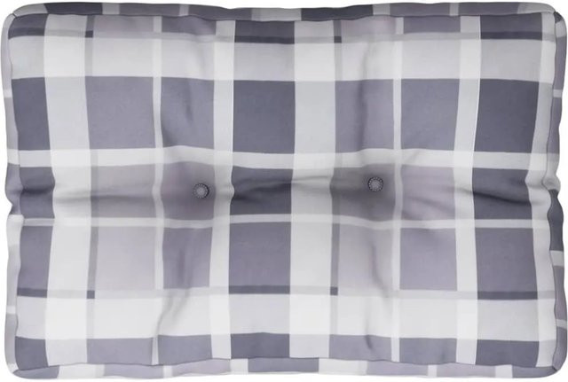 vidaXL Palettenkissen Grau Karomuster aus Polyester, wasserabweisend und UV-beständig, B/T/H: 50 x 40 x 12 cm - Bild 1