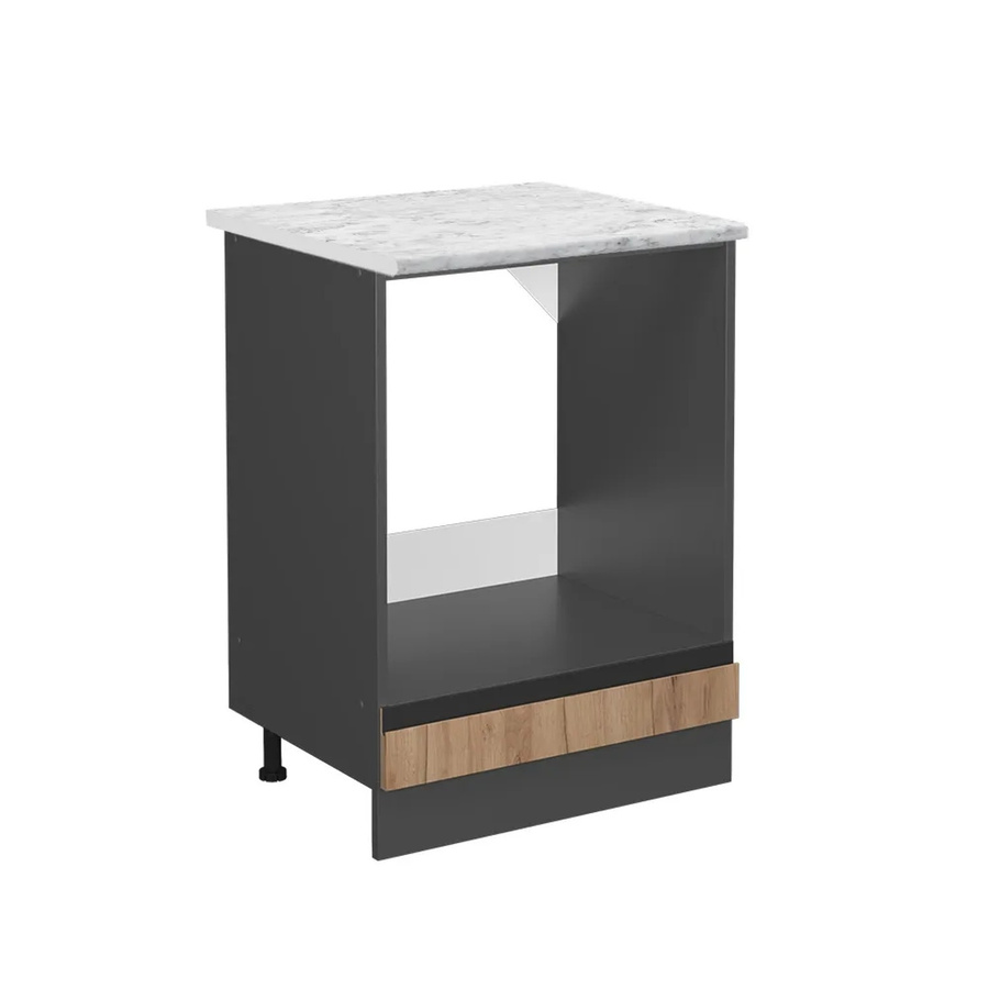 Vicco R-Line Herdbauschrank Goldkraft in Eiche und Anthrazit mit Marmor-Optik, B/T/H: 60,0 x 46,0 x 81,6 cm - Bild 2