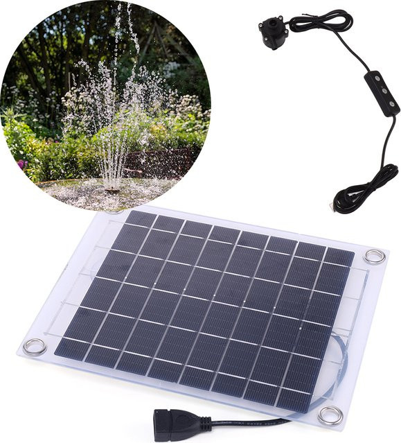 Alloet Solar-Wasserpumpen-Set mit Mini-Solarpanel und Einstellschalter für Aquarien und Bewässerungssysteme, Schwarz - Bild 1