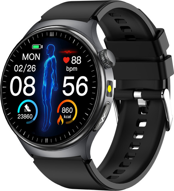 GUHUAVMI Smartwatch mit EKG, Blutsauerstoff, Blutdruck, Lipiden und Harnsäure-Überwachung sowie Anruffunktion für iOS und Android in Blau oder Schwarz - Bild 1
