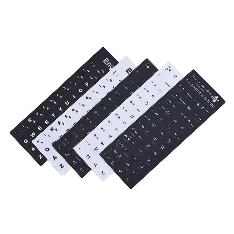SD&HI Englische Tastatur-Ersatzaufkleber in Weiß auf Schwarz für PC, Computer und Laptop - Bild 2