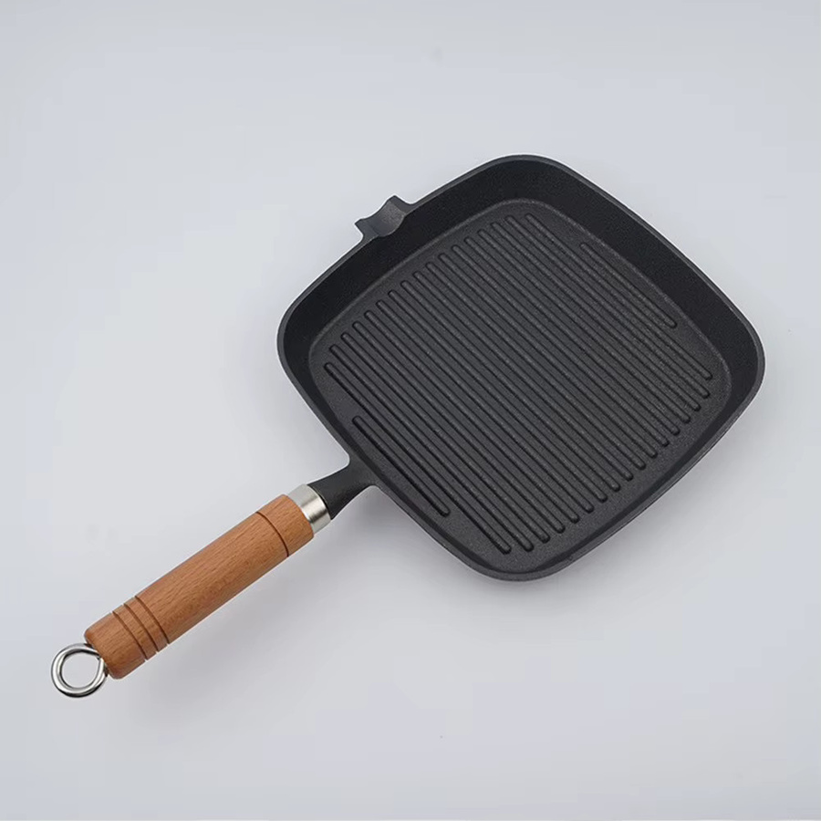 LAIMANEI Gusseisen-Steakpfanne mit Holzgriff in Schwarz - Bild 4
