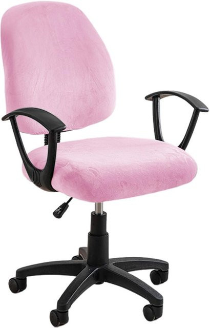 RTTIME Bürostuhlbezug aus superweichem Samt in Rosa, dehnbarer und waschbarer Schonbezug ohne Armlehnen - Bild 1