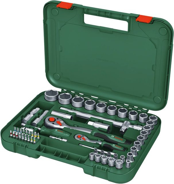 Bosch Ratschen-Set mit 57-teiligem Steckschlüsselsatz in Grün und Stahl - Bild 2