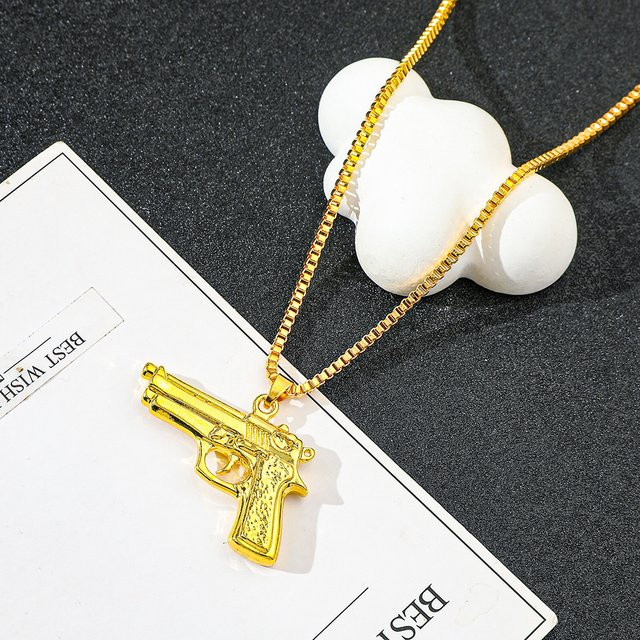 TAKARA TOMY Halskette, Pistolen-Anhänger, Gold, Herren, Vintage - Bild 1