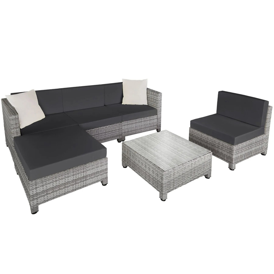 tectake L-Shape Polyrattan Lounge Set mit Aluminiumrahmen und Kissen, wetterfest und UV-beständig, B/T/H: 72 x 64 x 64 cm - Bild 3