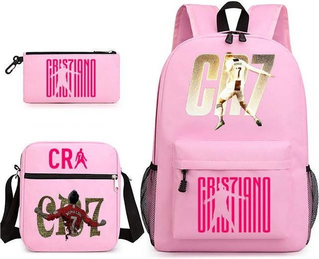 3-teiliges Schulrucksack-Set für Schüler in Pink aus Oxford-Stoff mit Schultasche, Schultergurt und Federmäppchen - Bild 1