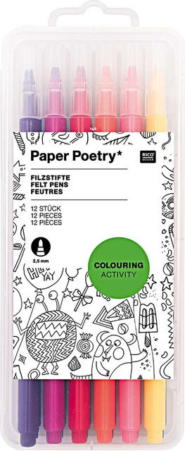 Rico Design Paper Poetry Filzstifte Multicolored 12 Stück mit feiner Spitze - Bild 1