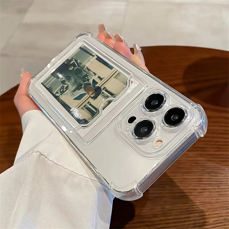 Transparente Silikon-Handyhülle mit Kartensteckplatz und Brieftaschenfunktion für Apple iPhone 16, 15, 14, 13, 12, 11 Pro Max und XR, stoßfeste Rückseite - Bild 2