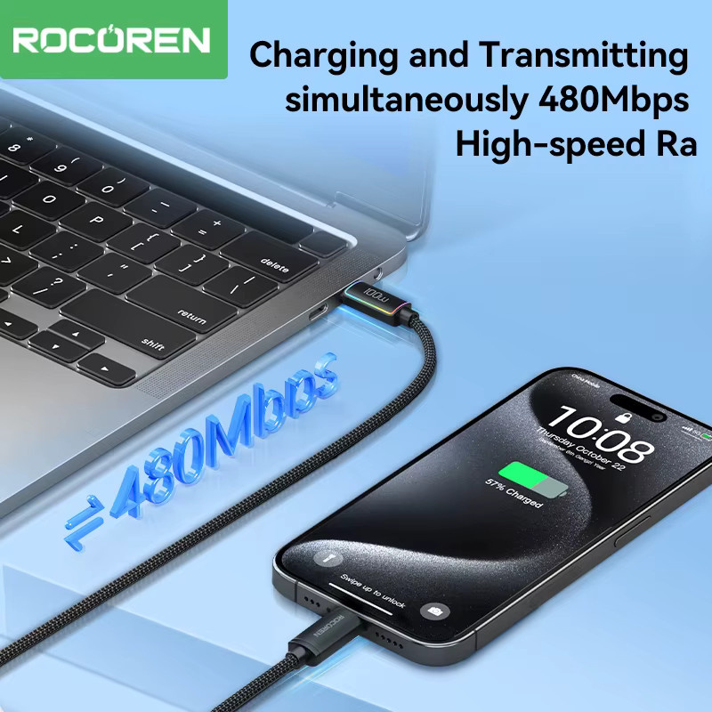 Rocoren USB-C Hochleistungs-Schnellladekabel 240W 5A mit PD 3.1 für iPhone, Samsung, Laptop und iPad, Schwarz - Bild 4