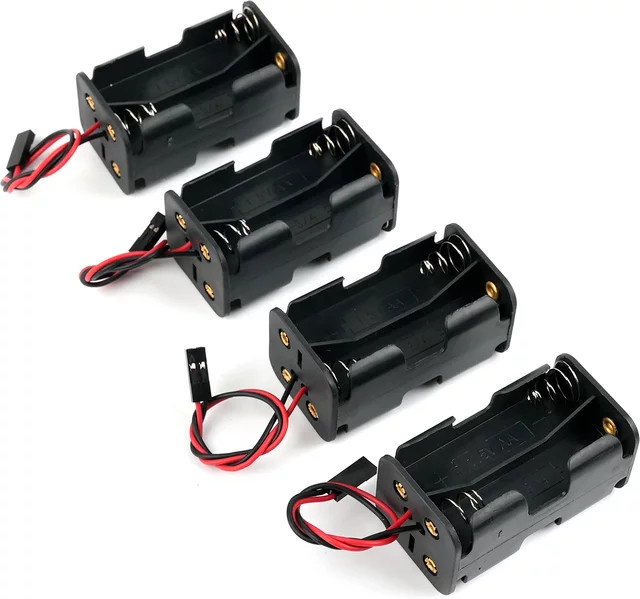 DIYmall Batteriehaltergehäuse mit JR-Anschlusskabel für 4 AA-Batterien, 6V, Schwarz - Bild 1
