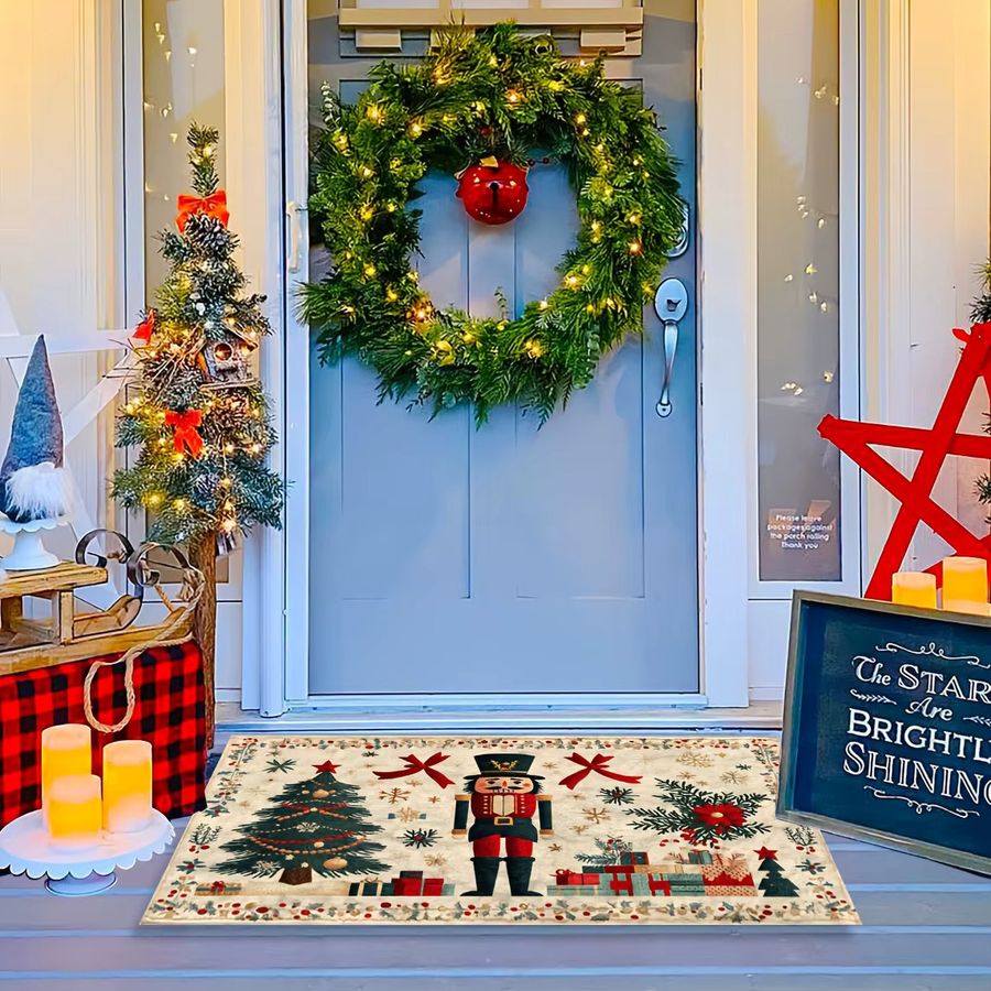 VIKAMA Weihnachts-Badematte mit Nussknacker-Cartoon-Motiv für Badezimmer und Heimdekoration - Bild 5