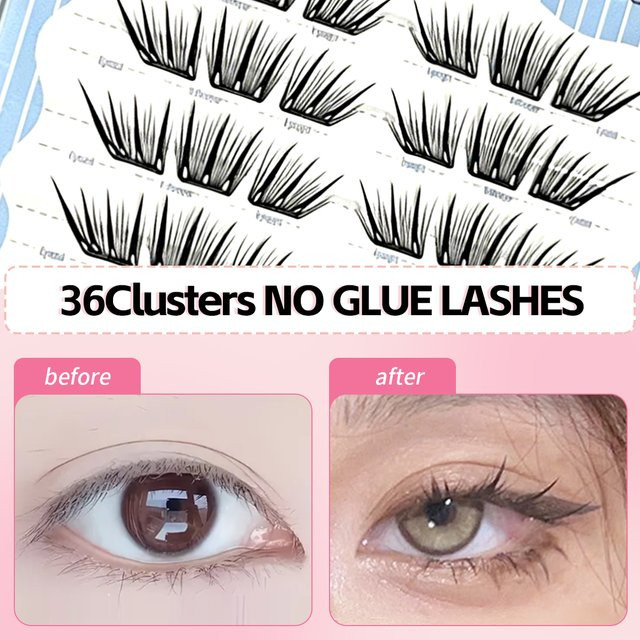 CNDK Zero-Touch Naturwimpern-Cluster, selbstklebend, ultradünn - Bild 1