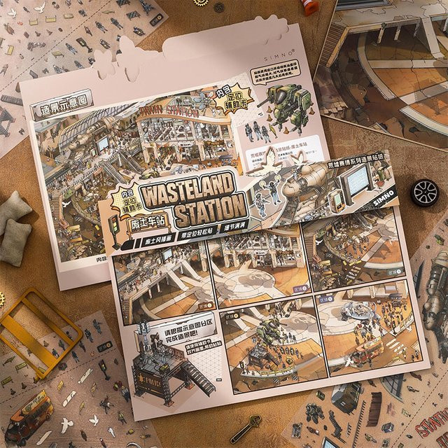 Mr. Paper Cyber Wasteland Aufkleber Set, 4 Stück, futuristische Ruinen im Cyberpunk Design, buntes Dekormaterial für dein Journal und Briefpapier - Bild 1