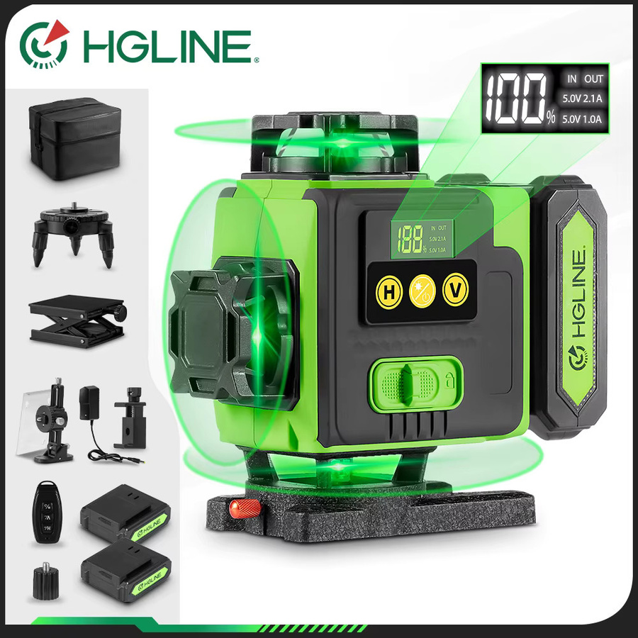 HGLINE 16 Linien 4D-Laser-Wasserwaage mit APP-Fernbedienung, selbstnivellierend, 360-Grad-Laser und 6000 mAh Li-Ionen-Akku - Bild 7