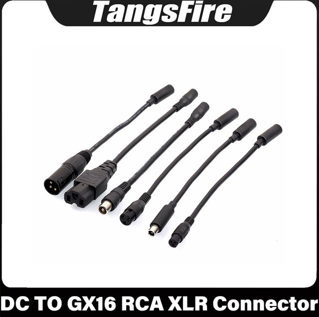 DC 5,5 mm auf GX16-XLR-RCA-IEC-GX12-DC Verbindungskabeladapter in Schwarz für Elektroroller, Fahrrad und Auto - Bild 1