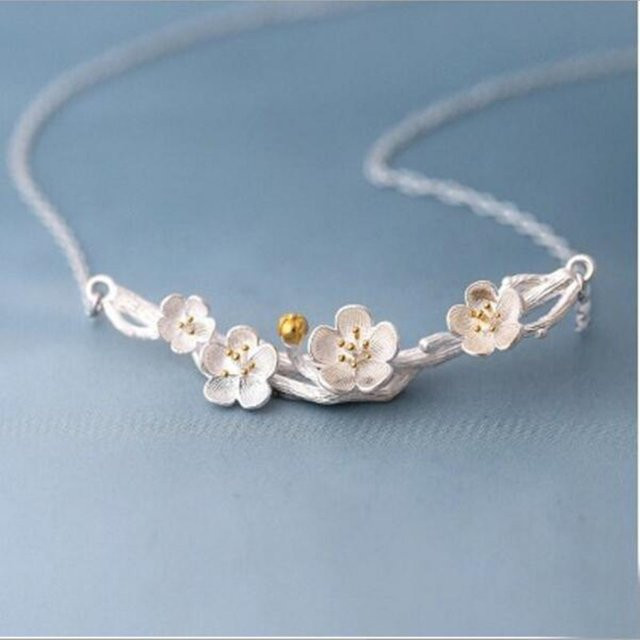 GaGa-Duck Halskette, Blumenknospe, 925 Silber, Zirkonia, Damen - Bild 1