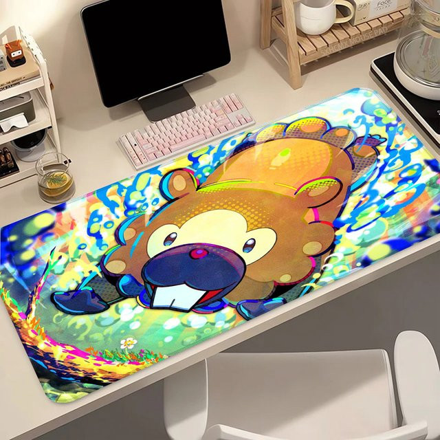 Bandai Pokemon Bidoof Kawaii Anime Gaming-Mauspad, große Speed-Schreibtischunterlage in Multicolour - Bild 1