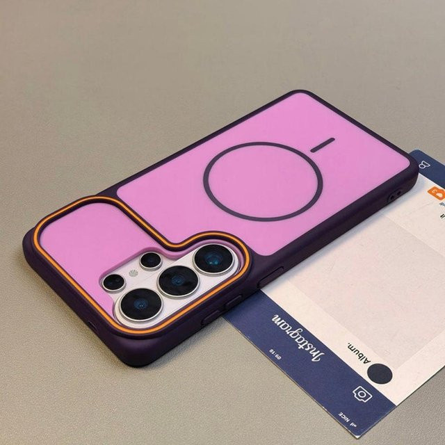 Zweifarbige Phantom Matte Hülle mit MagSafe Magnetfunktion für Samsung Galaxy S26 S25 S24 S23 Ultra Plus, stoßfest und kabelloses Laden, Blau/Lila - Bild 1
