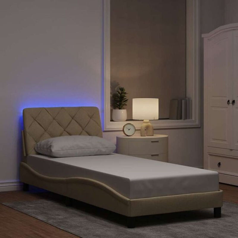 Modernes Polsterbett mit LED von vidaxl in Beige aus Stoff und Holzwerkstoff, B/T/H: 200 x 85 x 74,5 cm - Bild 1