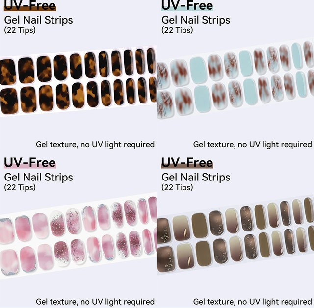 Clou Beaute Gel-Nagelstreifen, Glitzer, Bernstein, Grau, Rosa - Bild 1