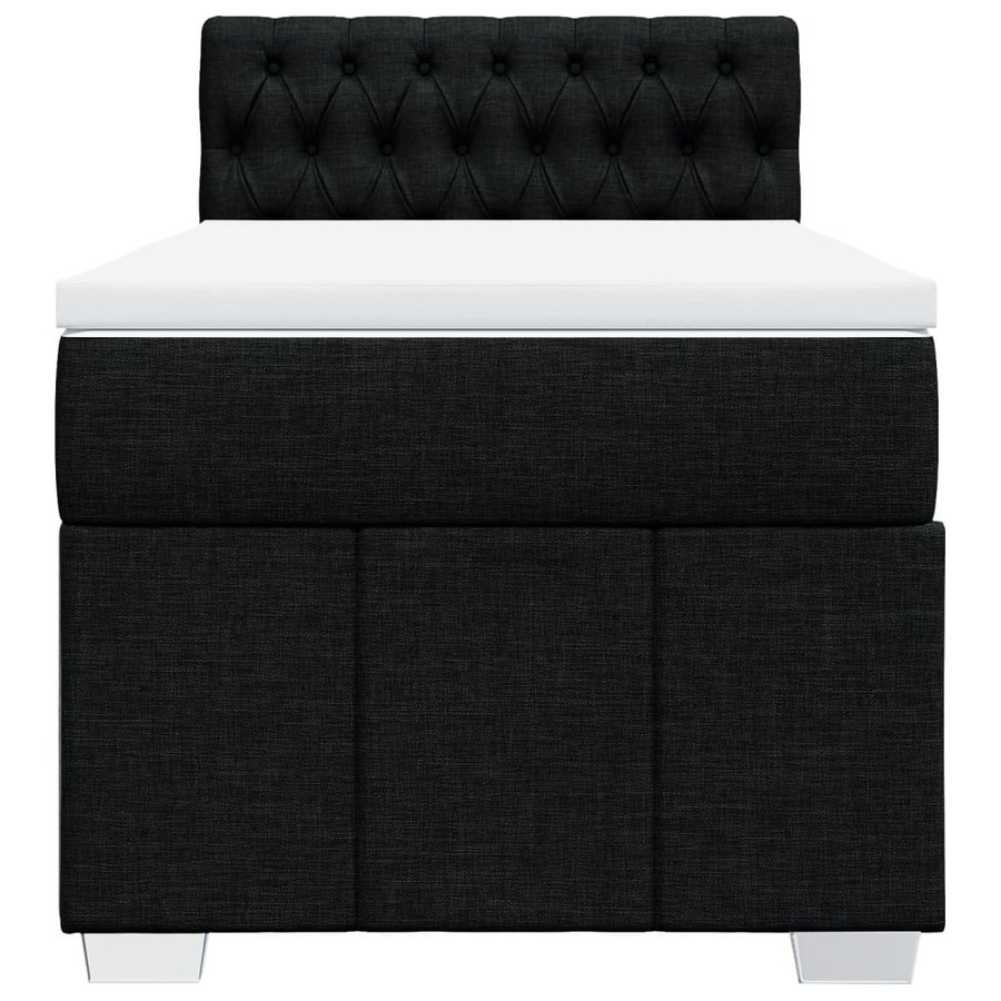 vidaXL Boxspringbett mit Matratze in Schwarz aus Stoff mit USB-Ladeport und Unterbettbeleuchtung, B/T/H: 80 x 200 x 100,5 cm - Bild 6